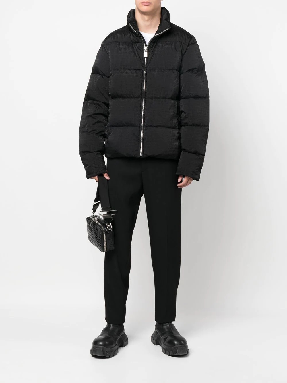 quilted funnel neck jacket - 2