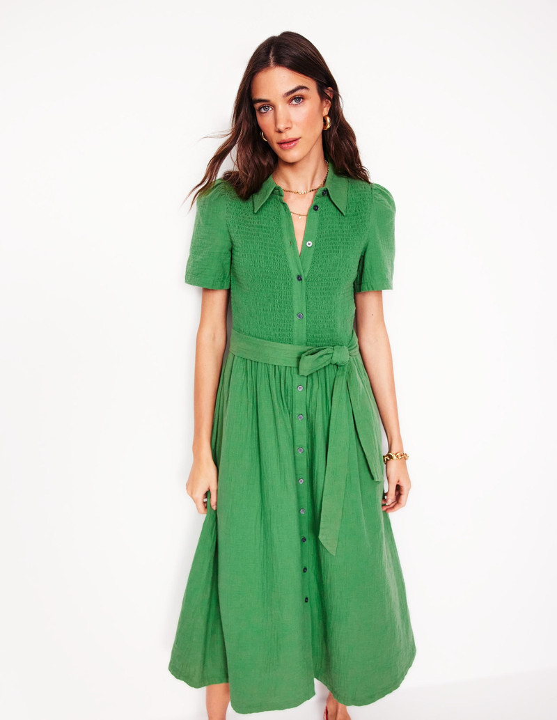 Amber Double Cloth Midi Dress-Paradise Green 6