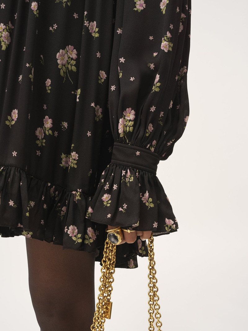 GATHERED LONG-SLEEVE MINI DRESS IN SILK CHARMEUSE 6