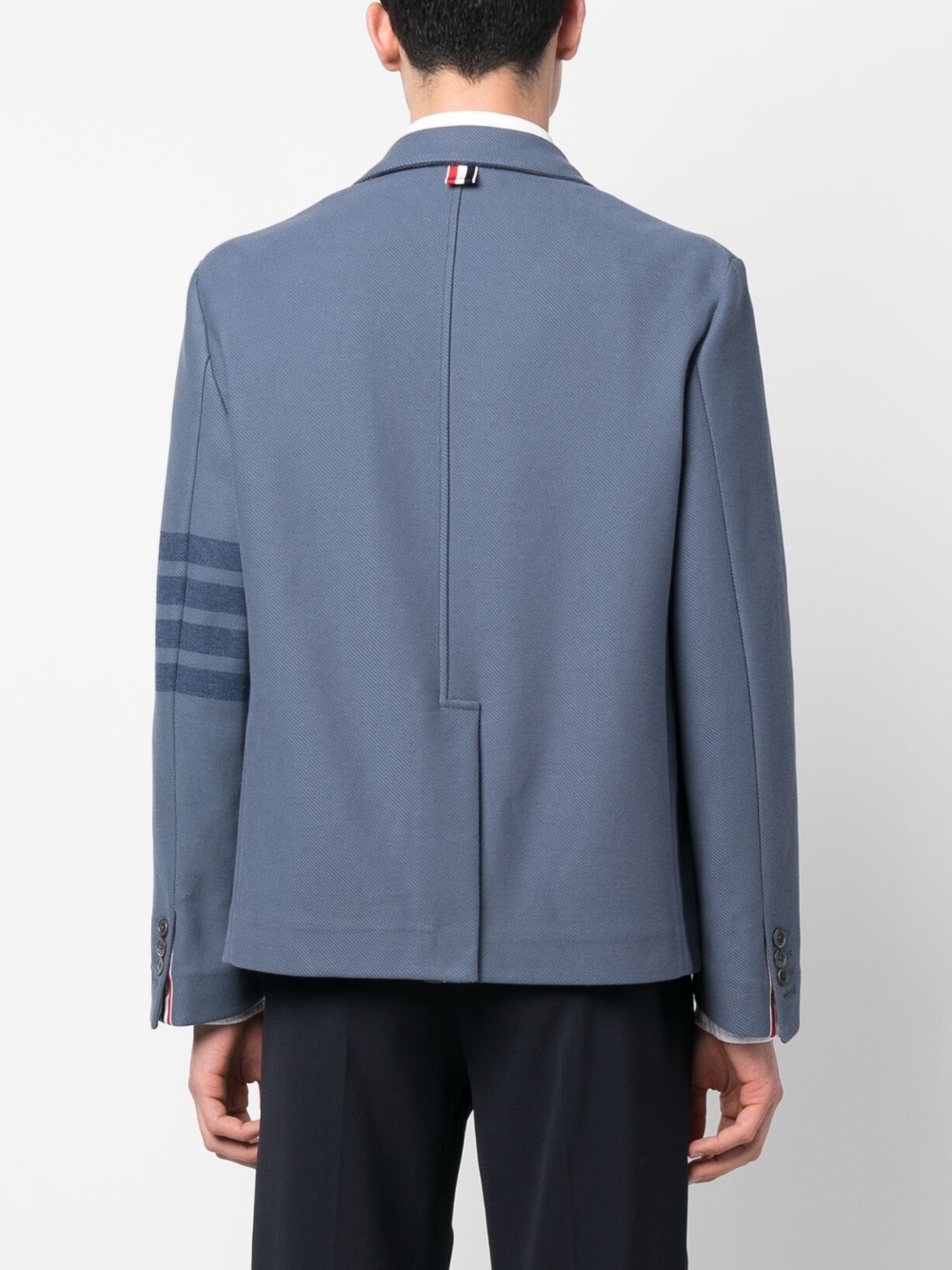 striped-sleeve cotton blazer - 4