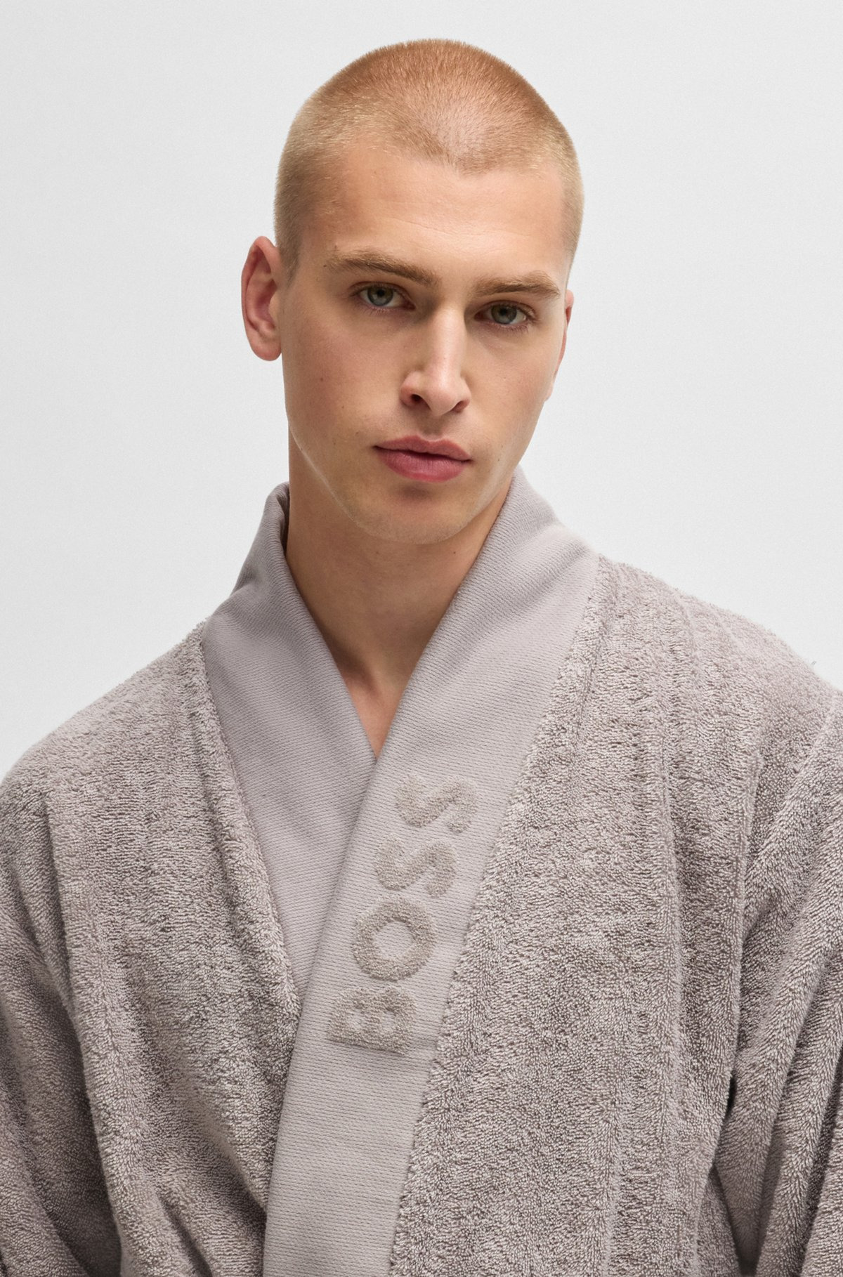 LOGO-LAPEL DRESSING GOWN IN LONG-FIBER COTTON - 6