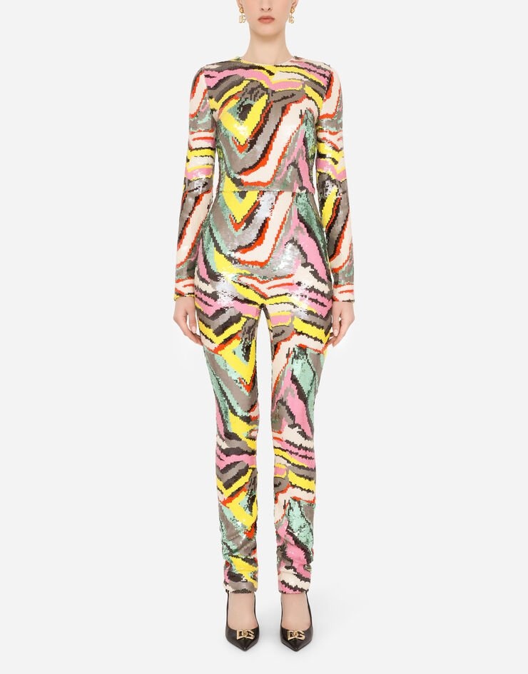Sequined jumpsuit with abstract design - 2