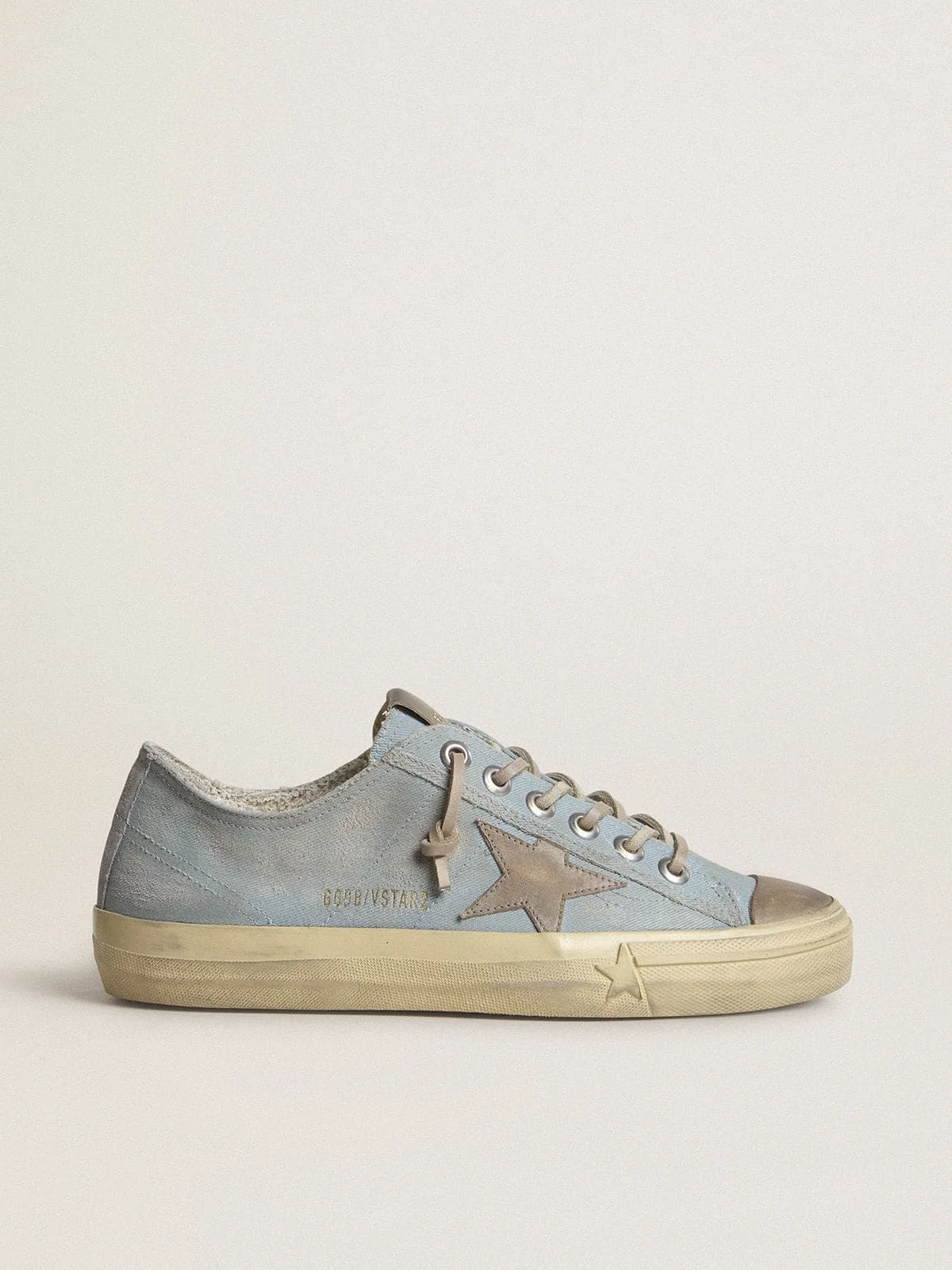 Women's V-Star in light blue canvas with dove-gray leather star - 1