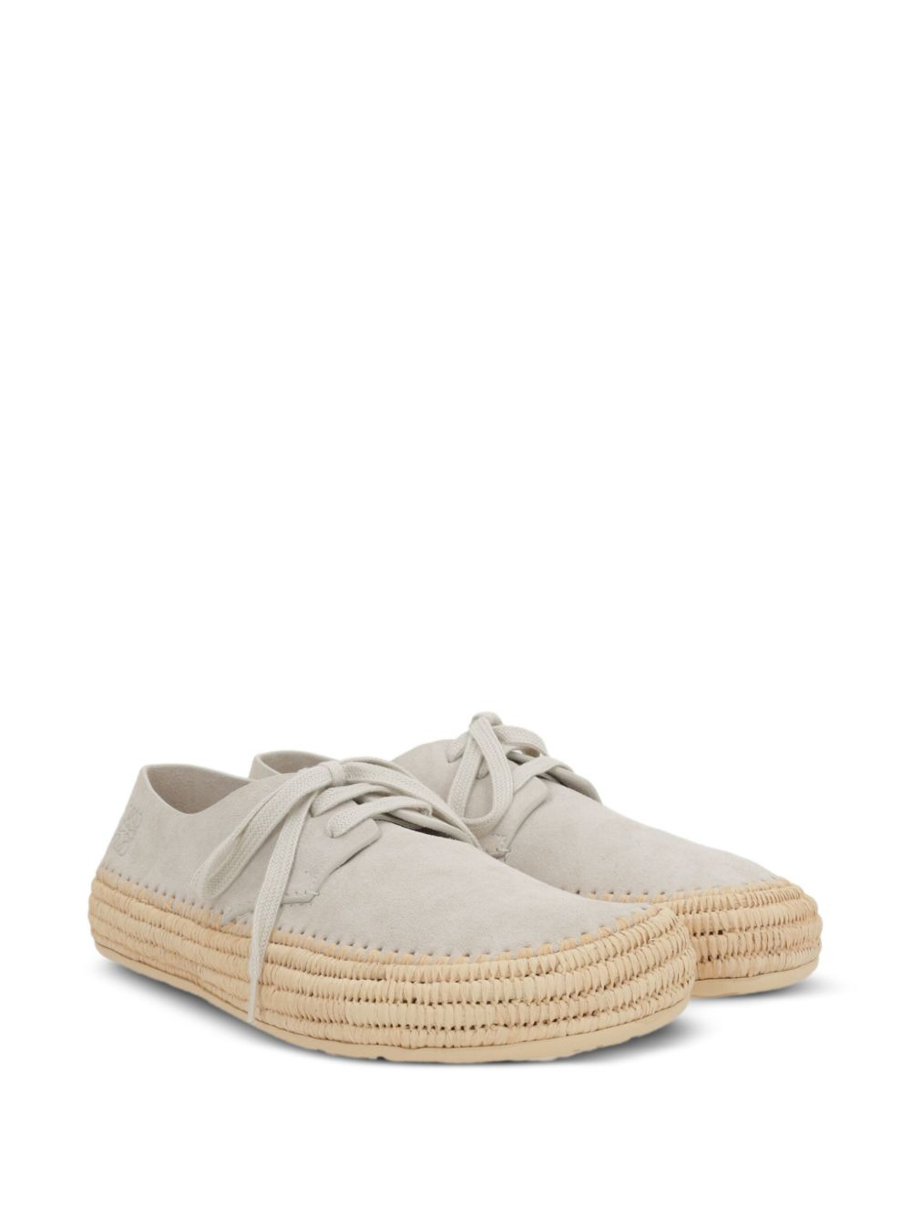 Rio petal-toe raffia-trimmed lace-up shoes - 2