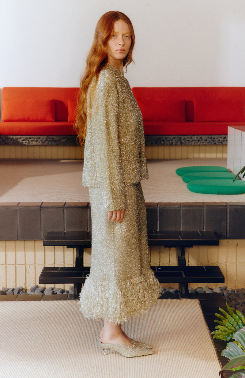 Brink Tinsel Knit Skirt In Satellite Silver 6