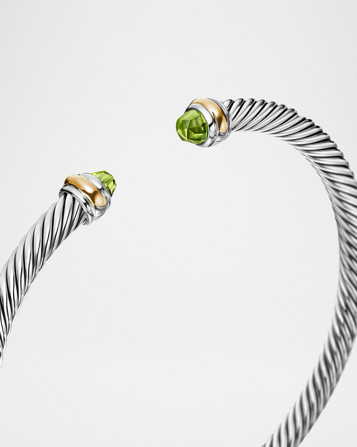 Cable Bracelet with Gemstone in Silver with 18K Gold, 4mm - 8