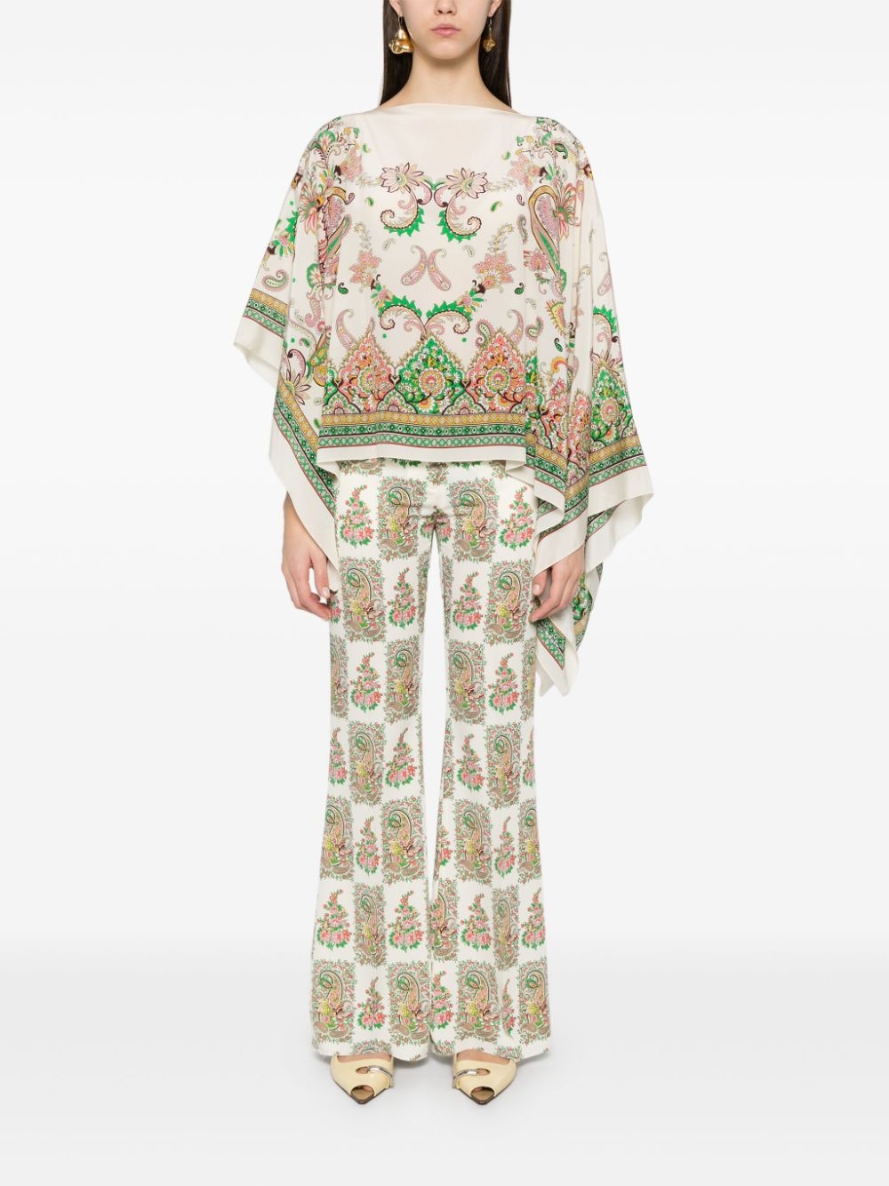 paisley-print silk poncho - 2