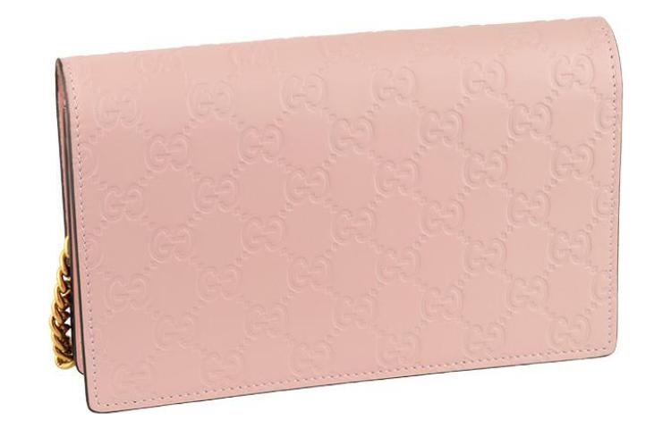 (WMNS) Gucci Metallic Logo Embossing Leather Chain Shoulder Messenger Bag Pink 548060-0G6FT-5877 - 4