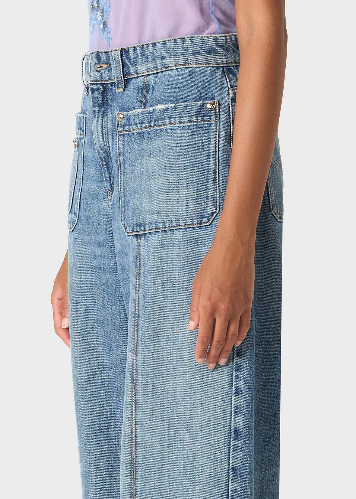 BOY FIT JEANS WITH PATCH POCKETS - 5