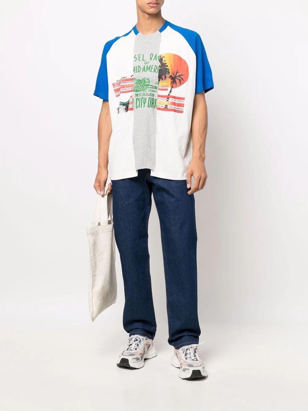 colour-block reconstructed-style T-shirt - 2