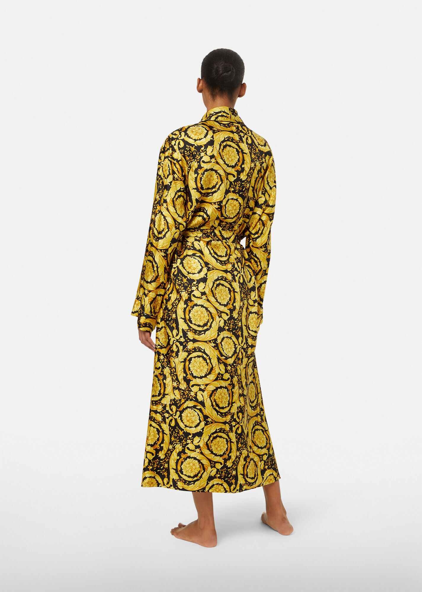 Barocco Print Silk Robe - 3