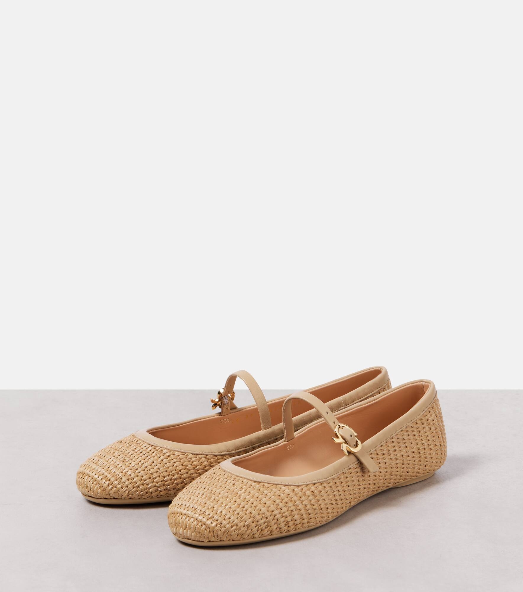 Carla leather-trimmed ballet flats - 4