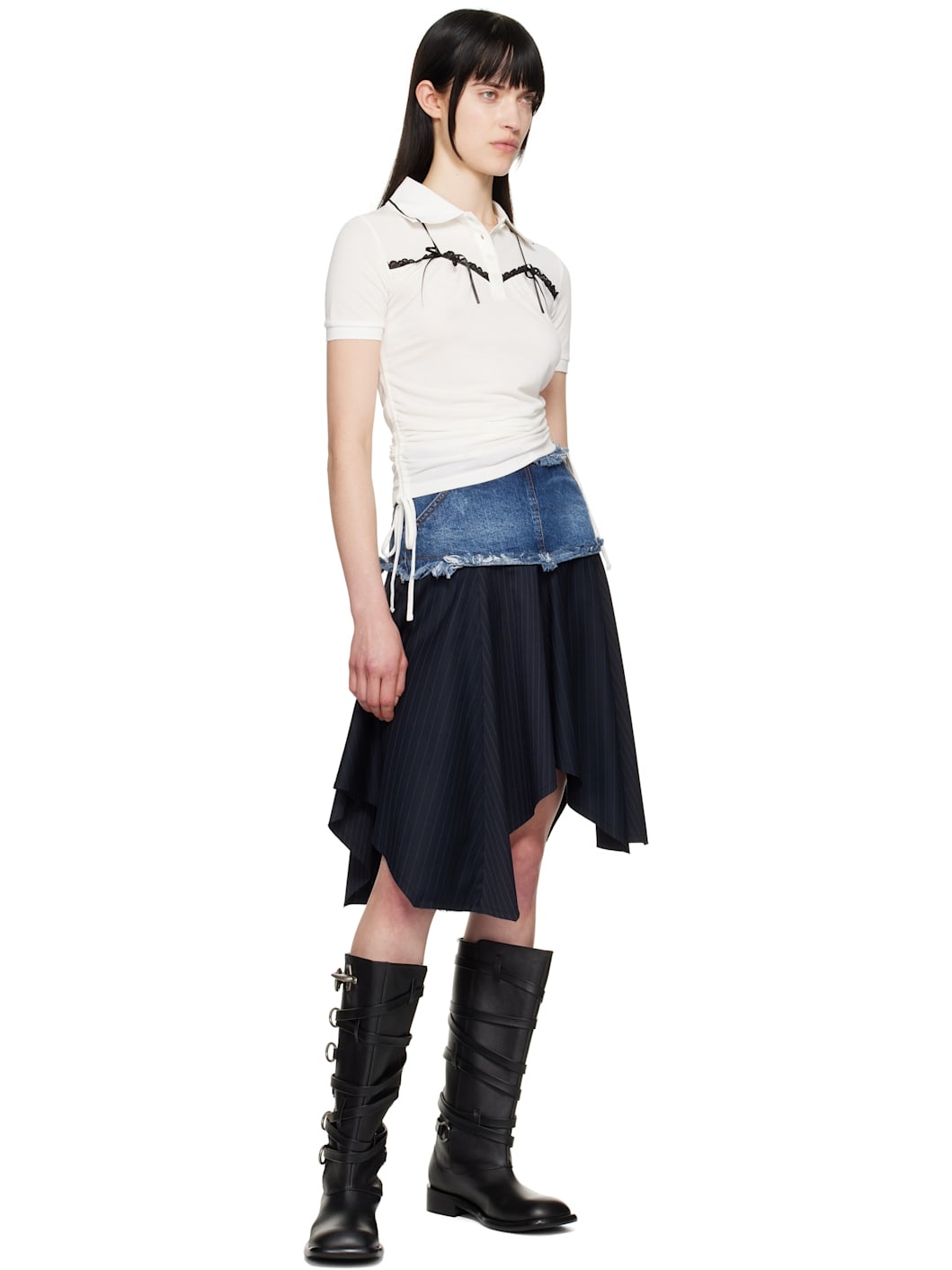 White Halter String Piqué Polo - 4