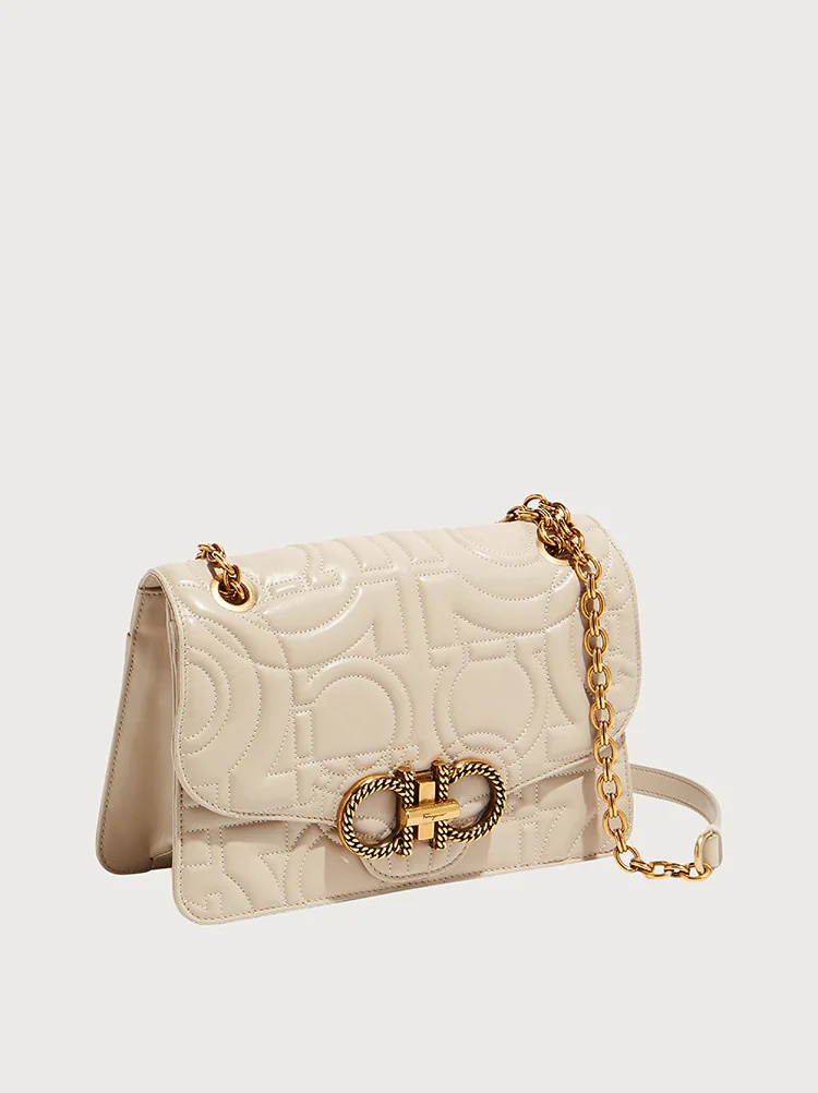 QUILTED GANCINI FLAP BAG (L) - 2