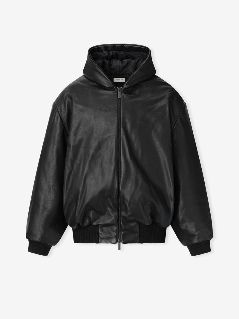 Leather Hooded Bomber Jacket 1