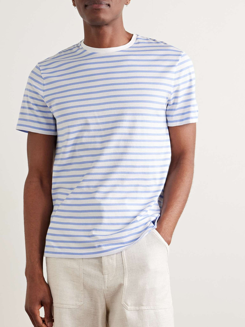 Logo-Embroidered Striped Cotton-Lisle T-Shirt 3