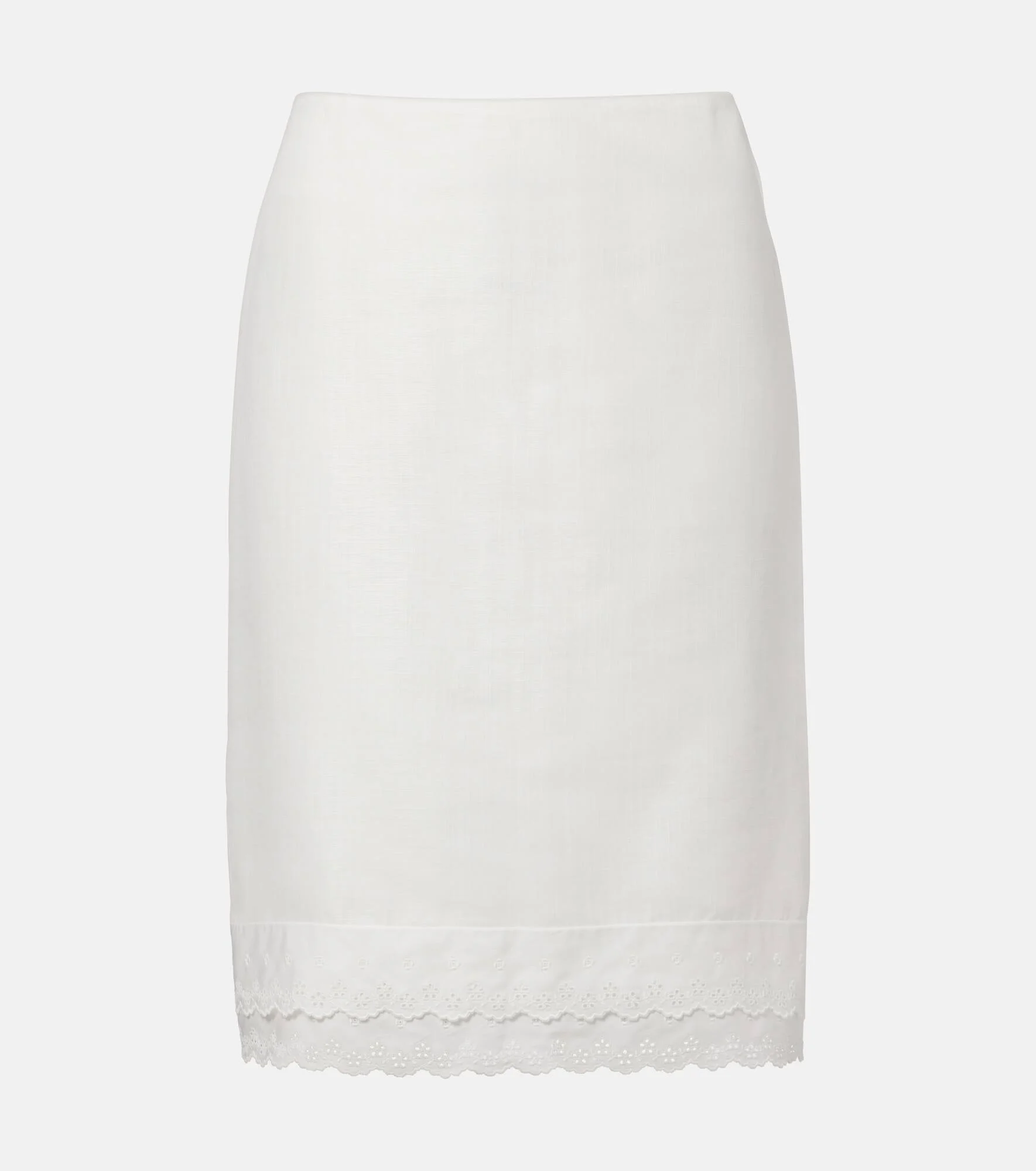 Lace-trimmed cotton and linen midi skirt - 1