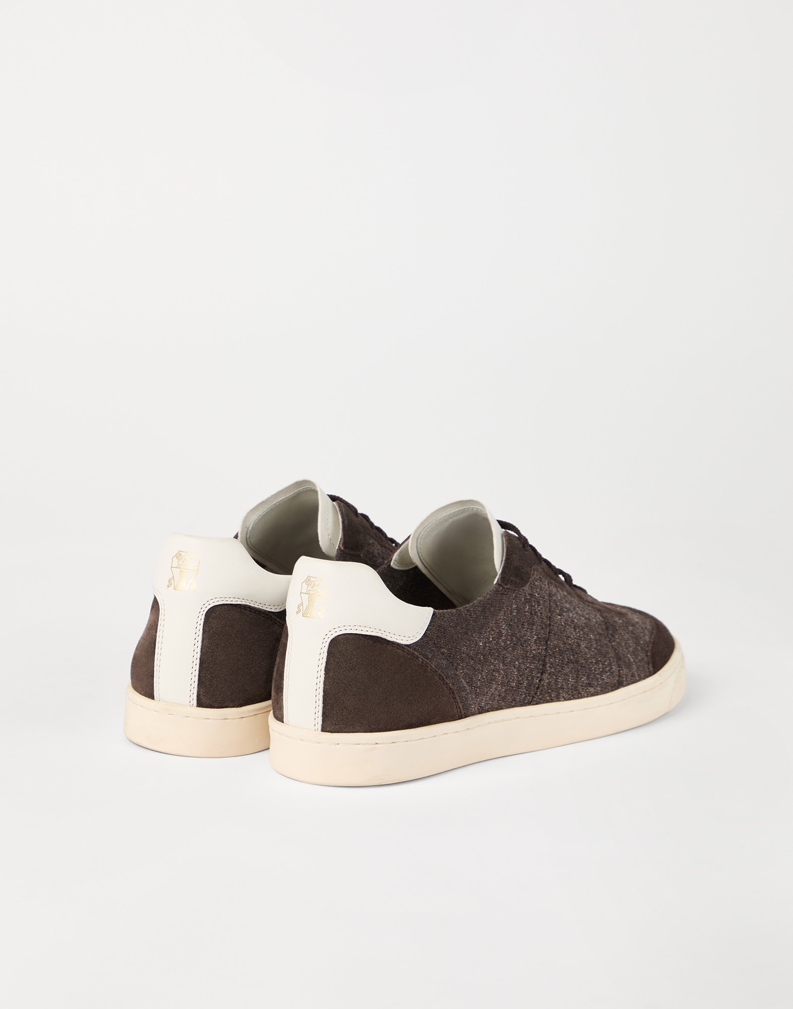 Cotton knit, washed suede and soft calfskin sneakers - 2