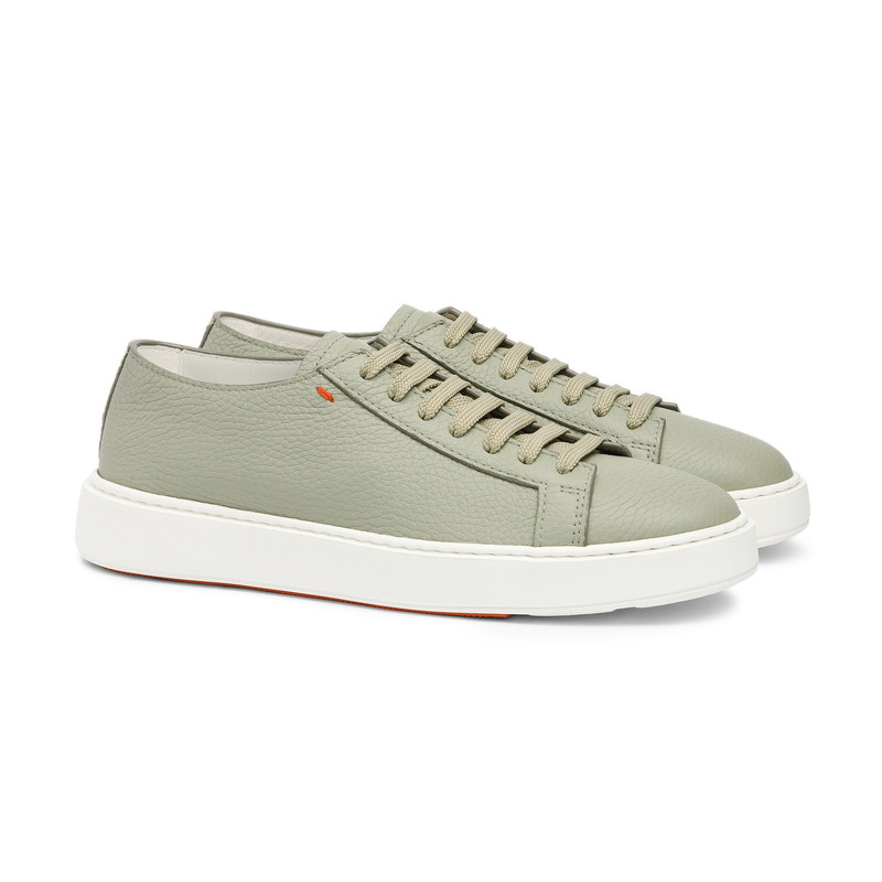 Men's green tumbled leather sneaker 3
