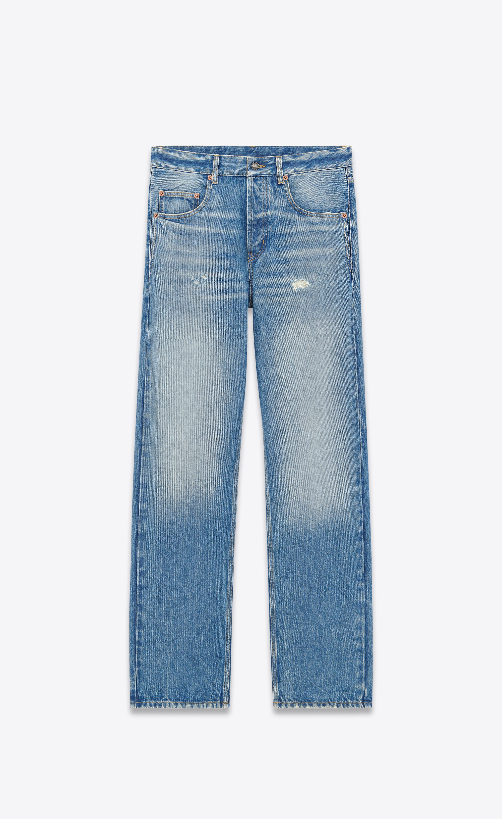 SAINT LAURENT long extreme baggy jeans in lake medium blue