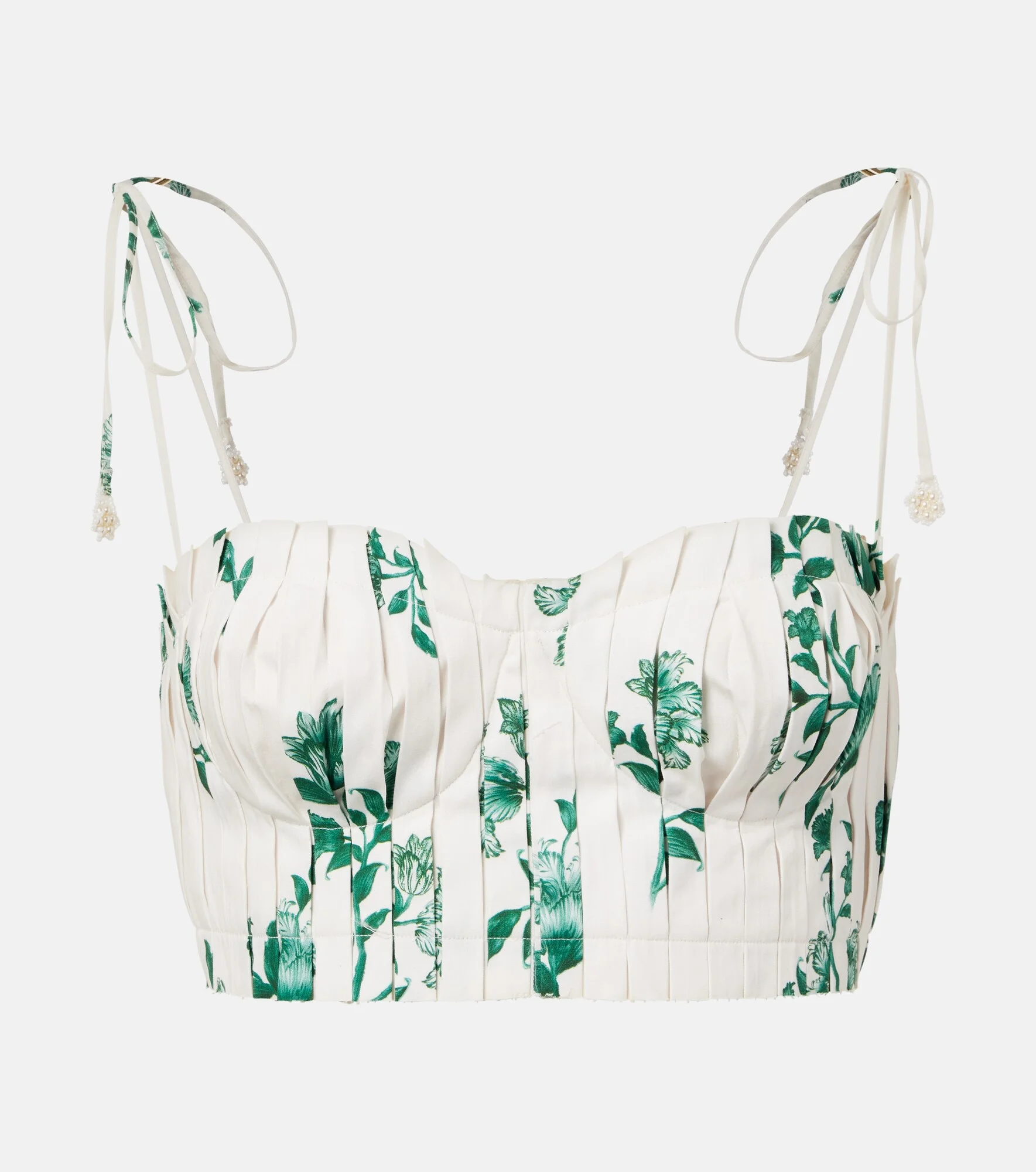Moringa floral pleated cotton crop top - 1