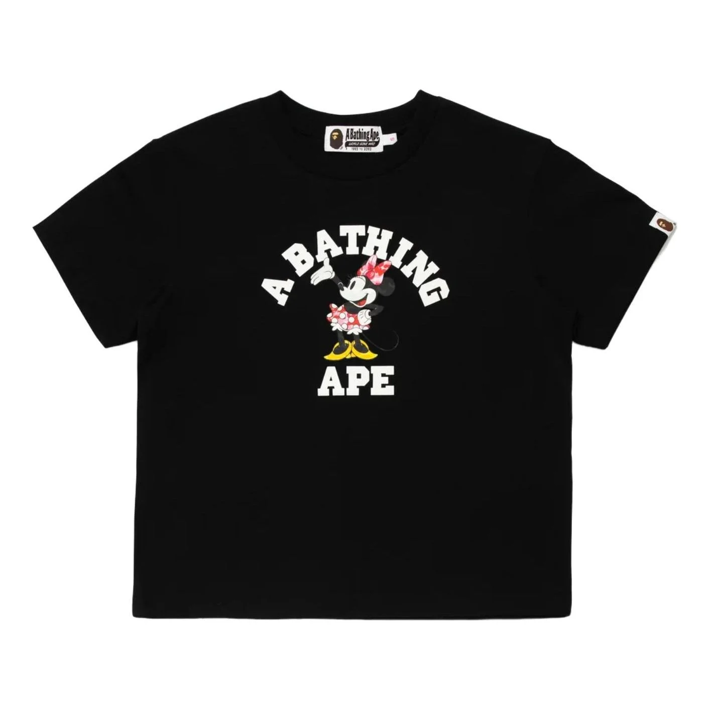 (WMNS) A Bathing Ape x Disney Minnie Mouse College Relaxed Mini T-Shirt 'Black' 0ZXTEW907092Q-BLK - 1