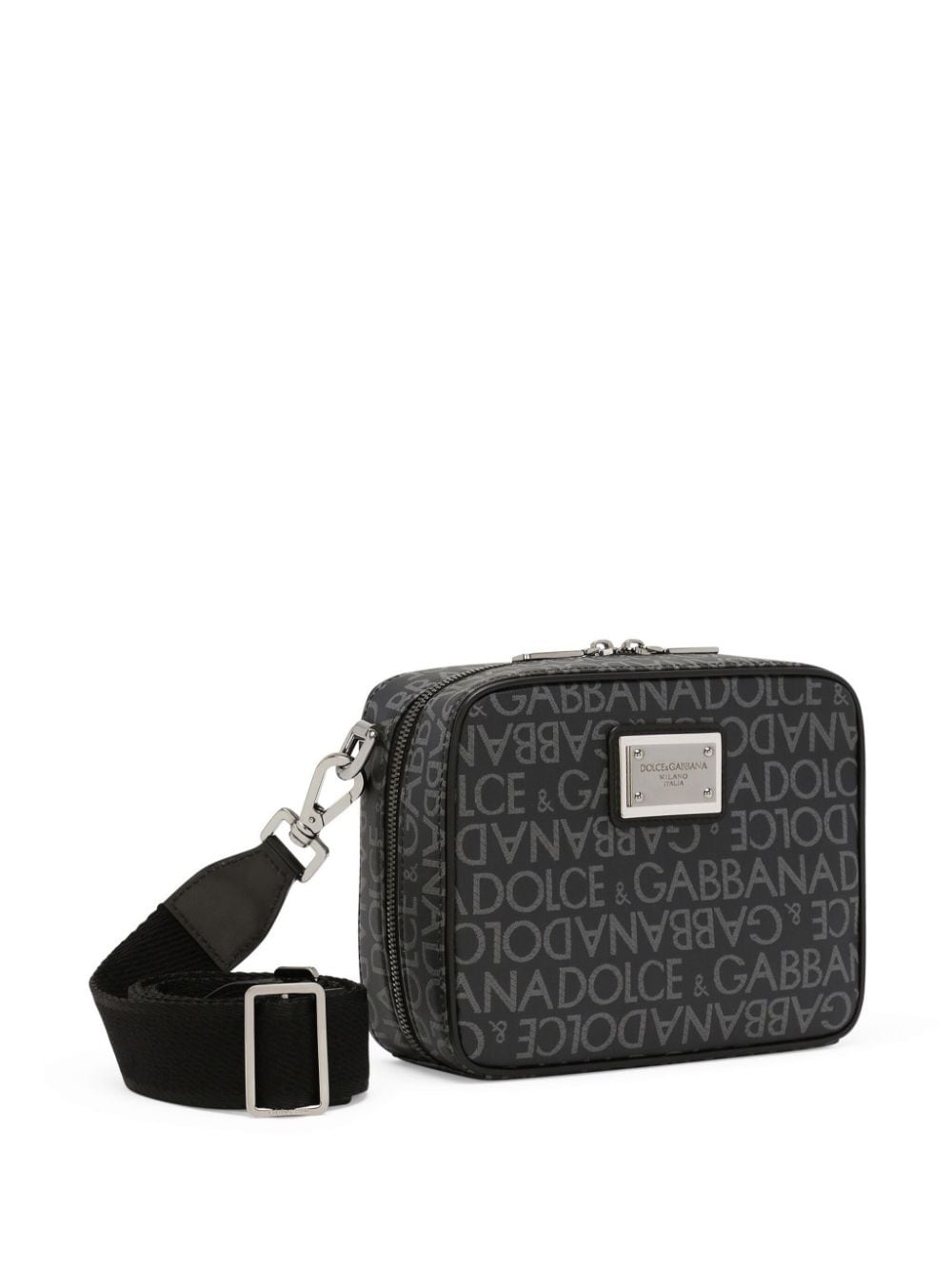 logo-plaque monogram-pattern shoulder bag - 4