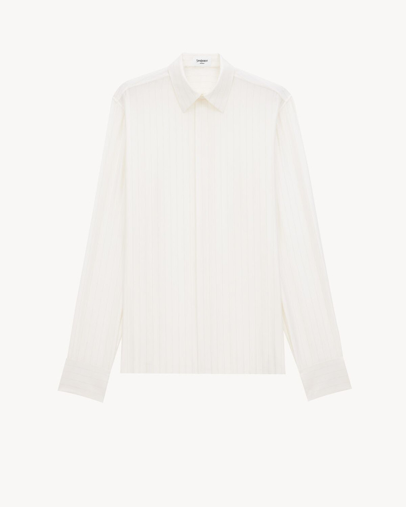 SHIRT IN STRIPED SATIN PIQUÉ - 1