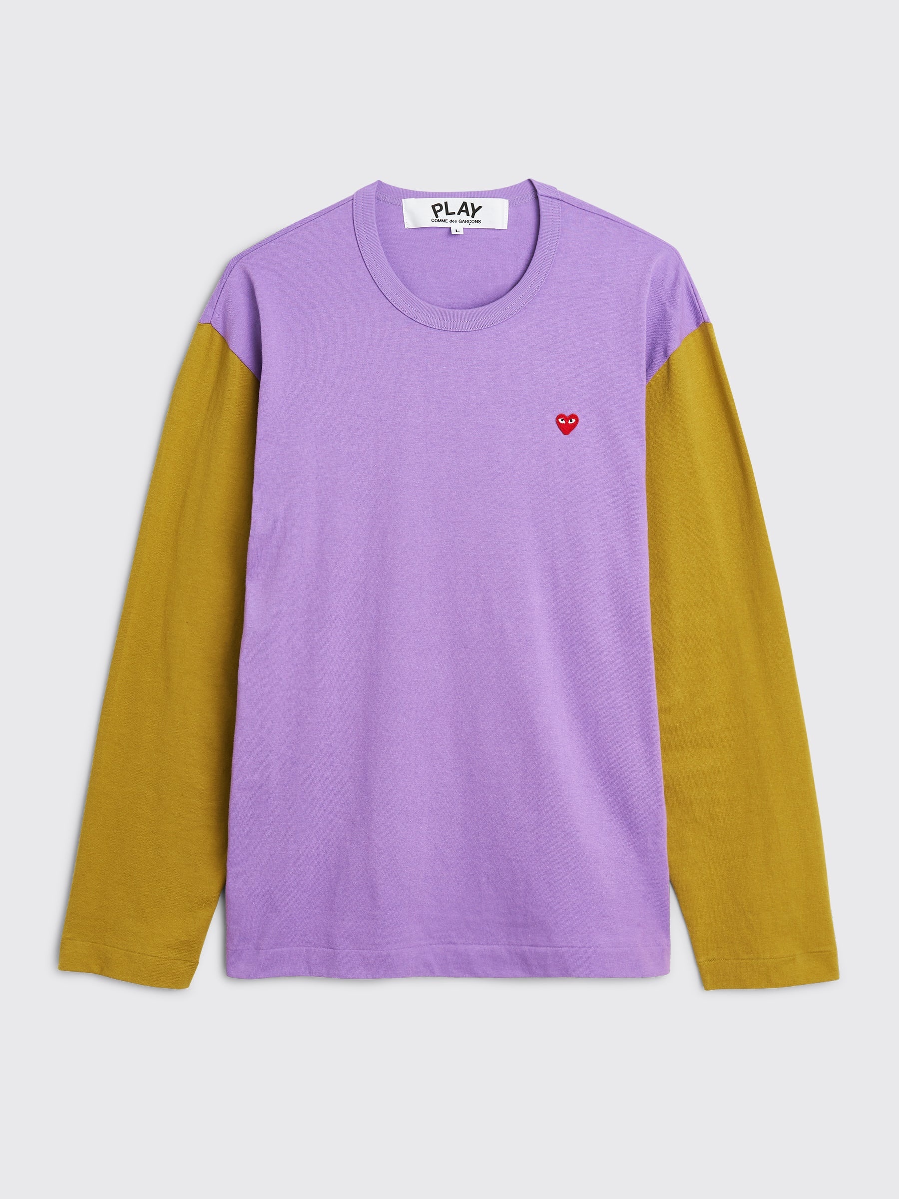 COMME DES GARÇONS PLAY MINI HEART LS T-SHIRT PURPLE / OLIVE - 1