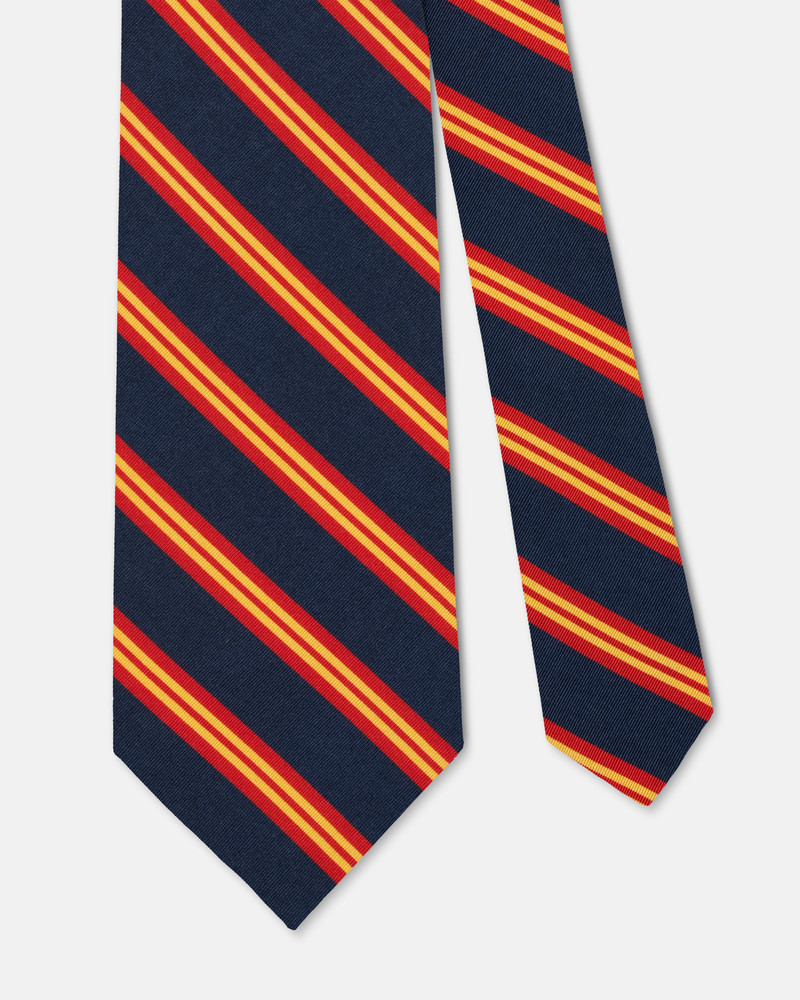 J. PRESS MADE-IN-UK NAVY & RED TRIPLE STRIPE IRISH POPLIN TIE outlook