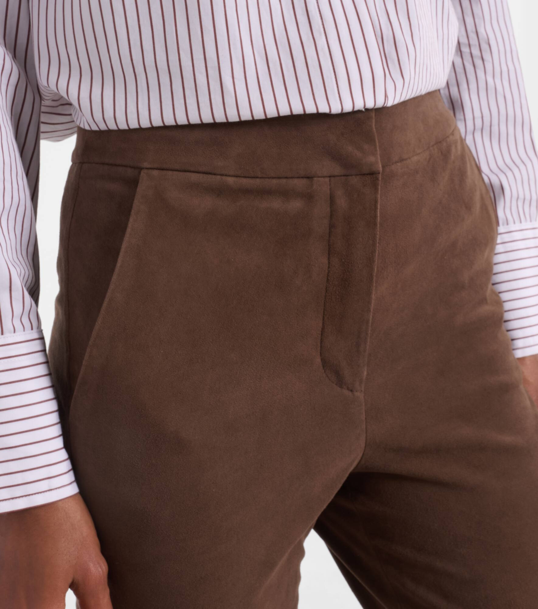 Gracie high-rise suede flared pants - 4
