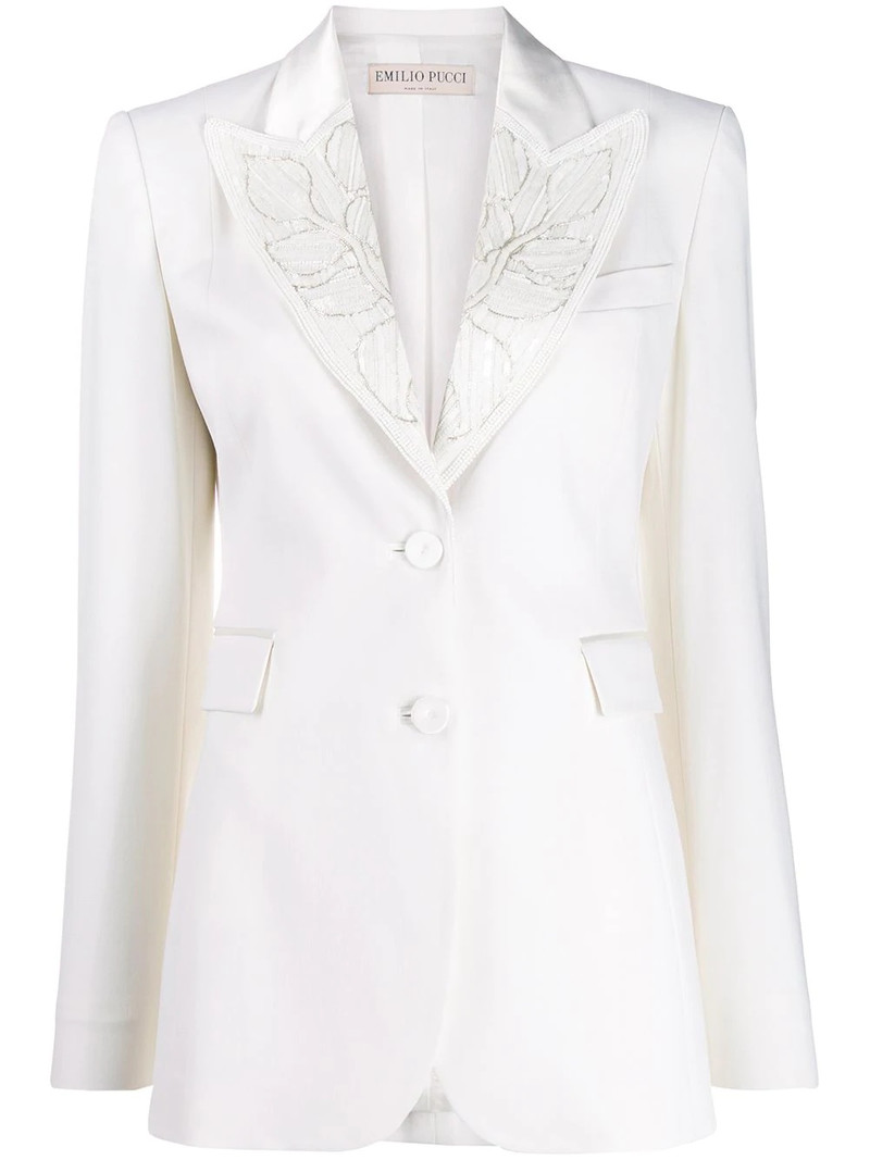 bead embellished lapel blazer 1