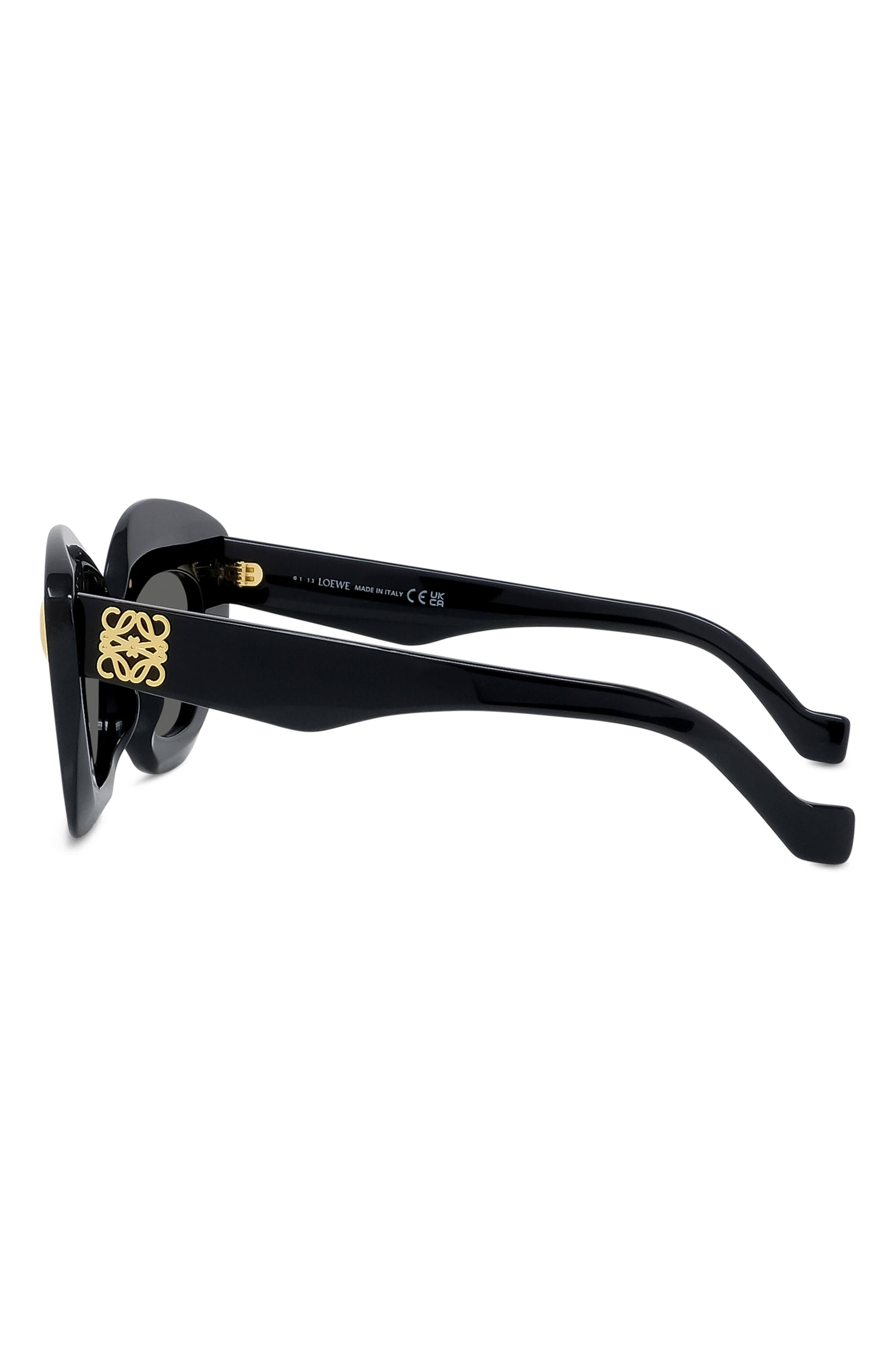 Loewe Anagram 48mm Small Cat Eye Sunglasses in Black /Smoke at Nordstrom - 4
