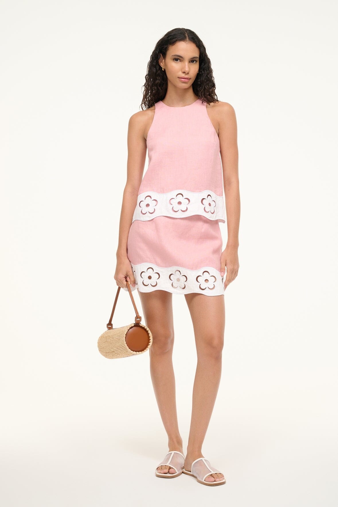 STAUD MIKA LINEN TOP FADED BLUSH WHITE - 2