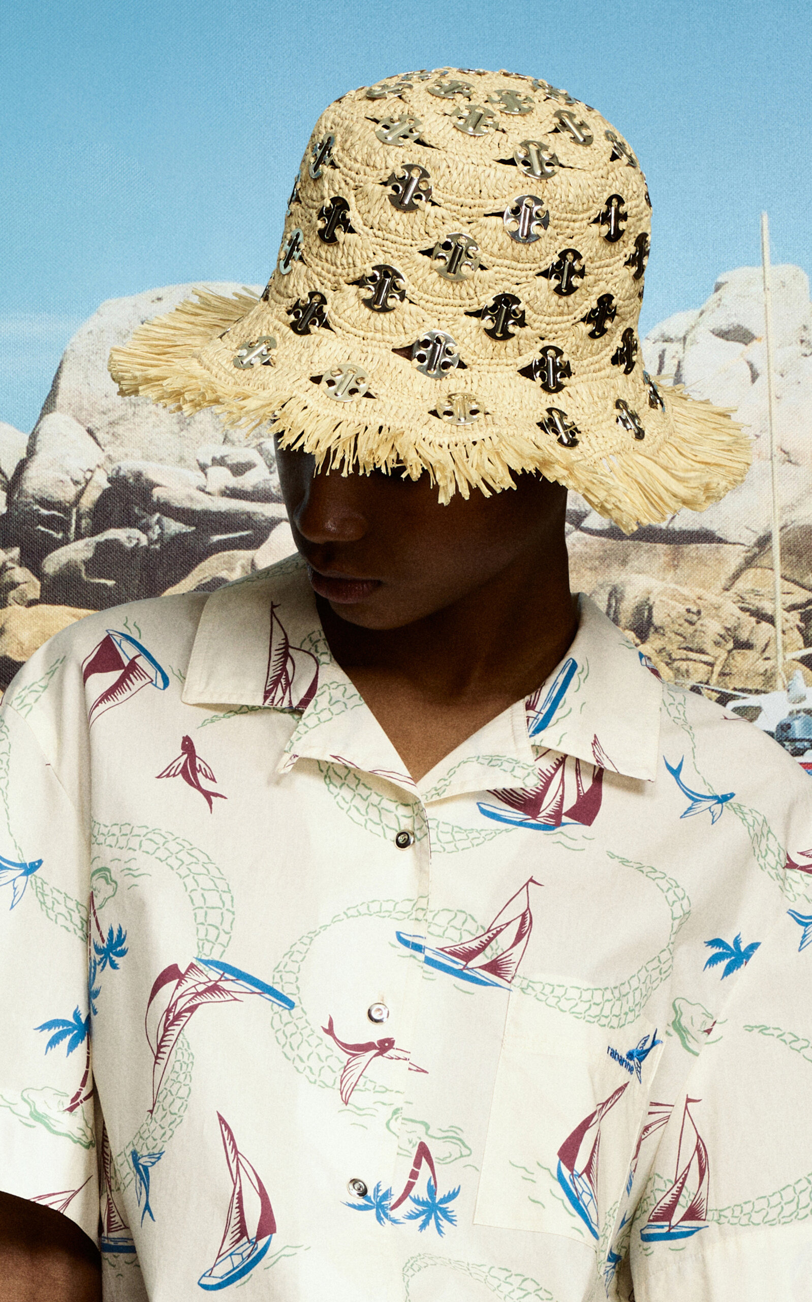 Embellished Raffia Bucket Hat neutral - 2