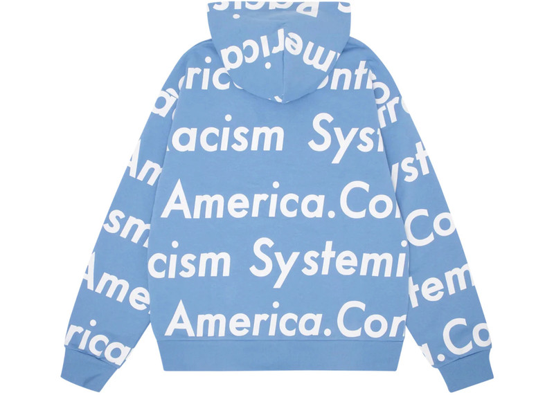 DENIM TEARS Denim Tears x Arthur Jafa Systemic Racism Controls America Zip Up Hoodie Dusty Blue outlook