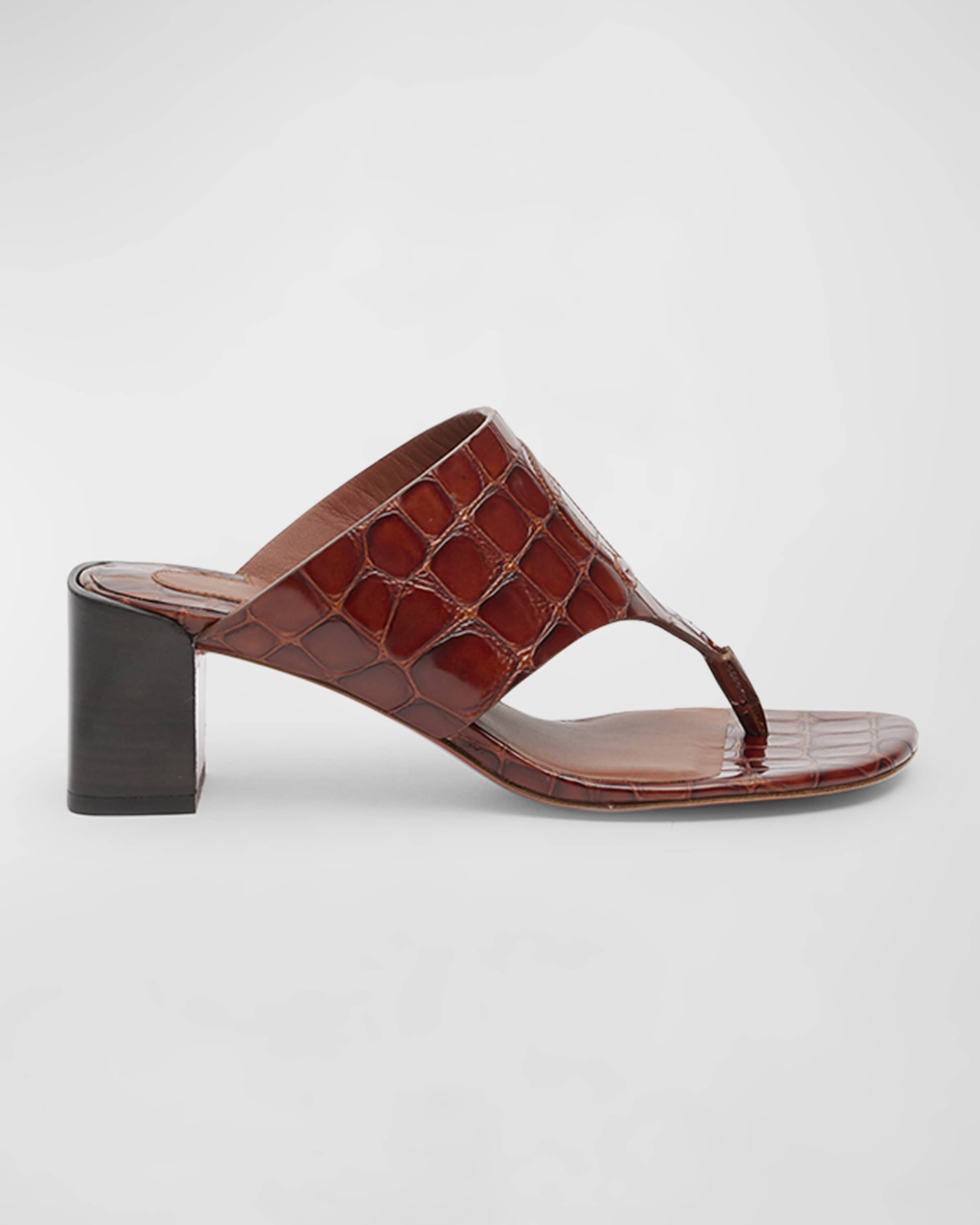 Croco Logo Red Sole Thong Mules - 1