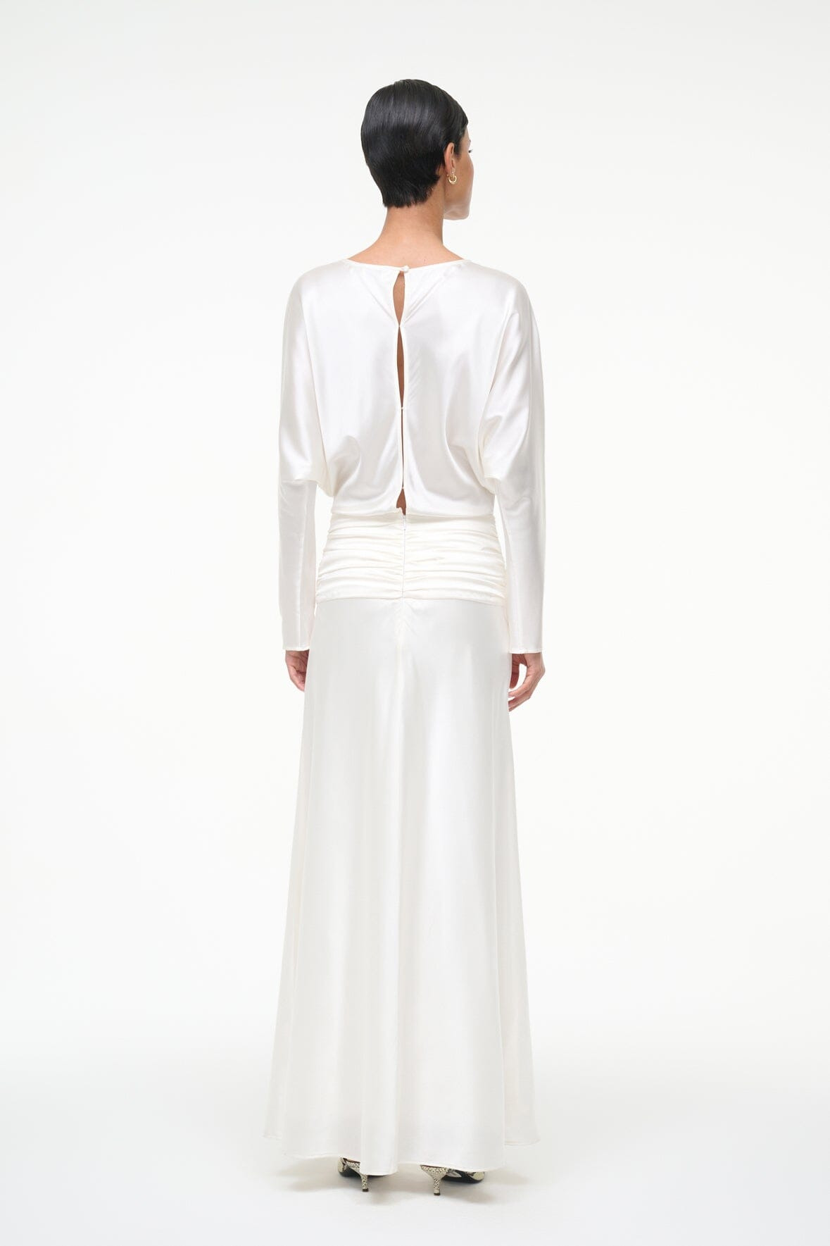 STAUD FREDA SILK DRESS IVORY - 3