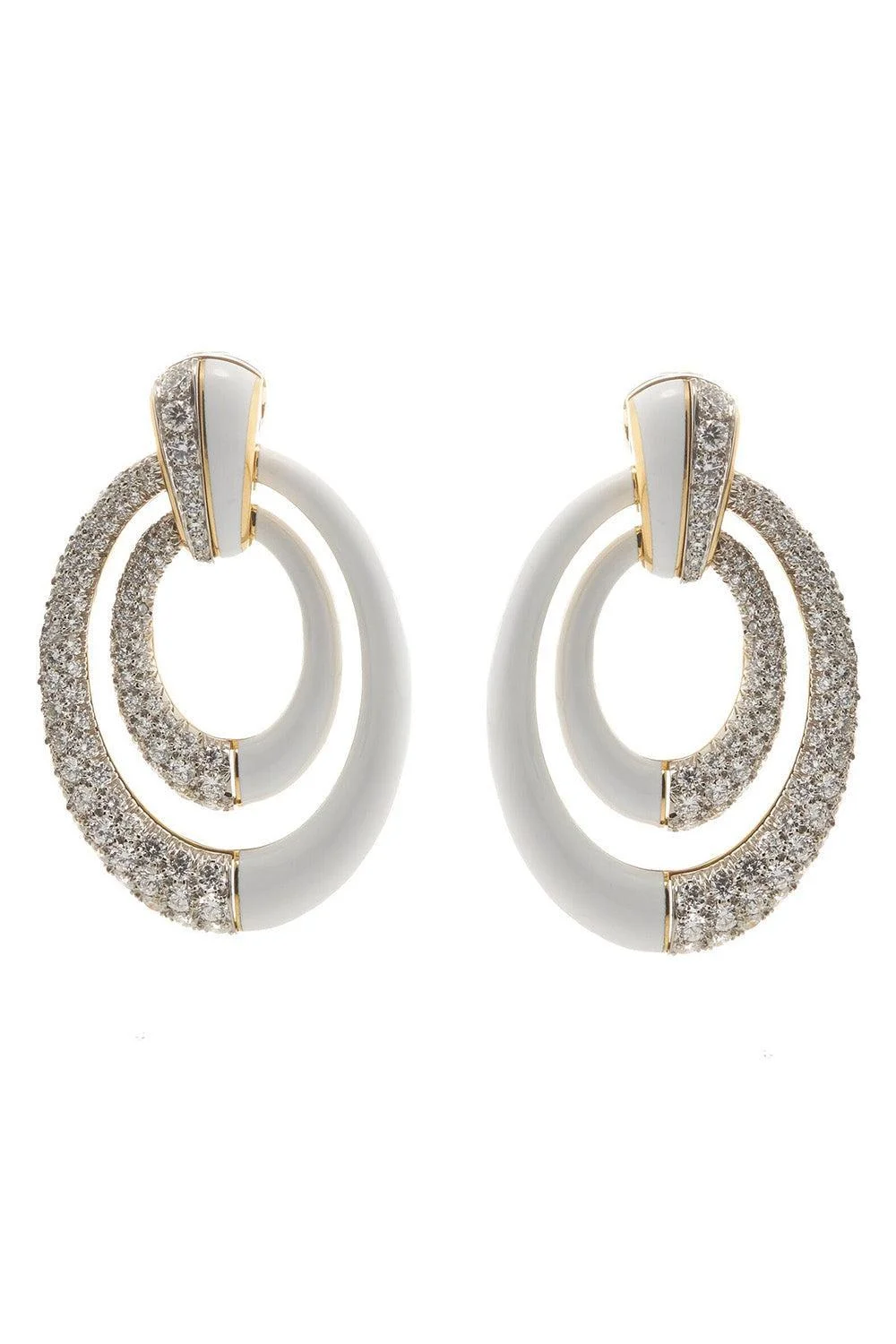 Diamond White Enamel Persephone Earrings - 1