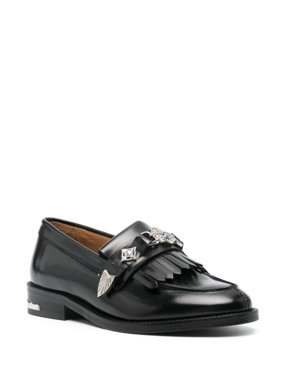 stud-embellished leather loafers - 2