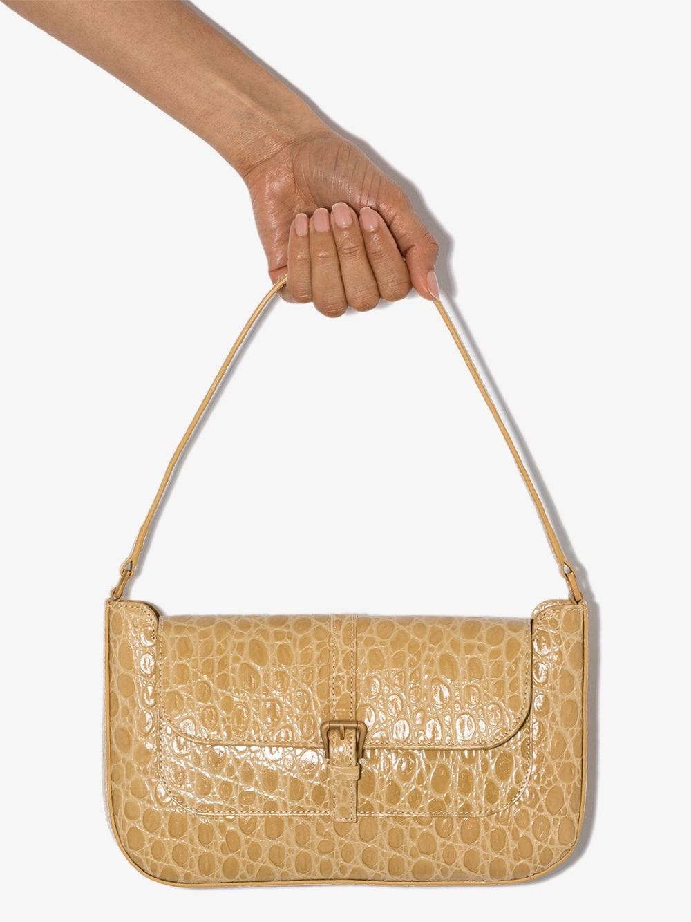 Miranda crocodile embossed shoulder bag - 3