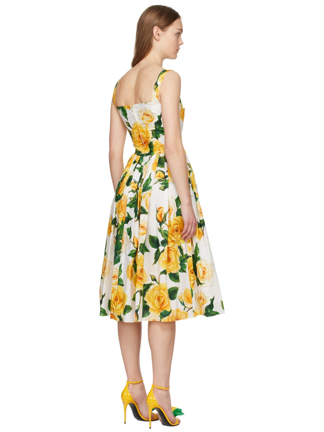 White & Yellow Floral Midi Dress - 3