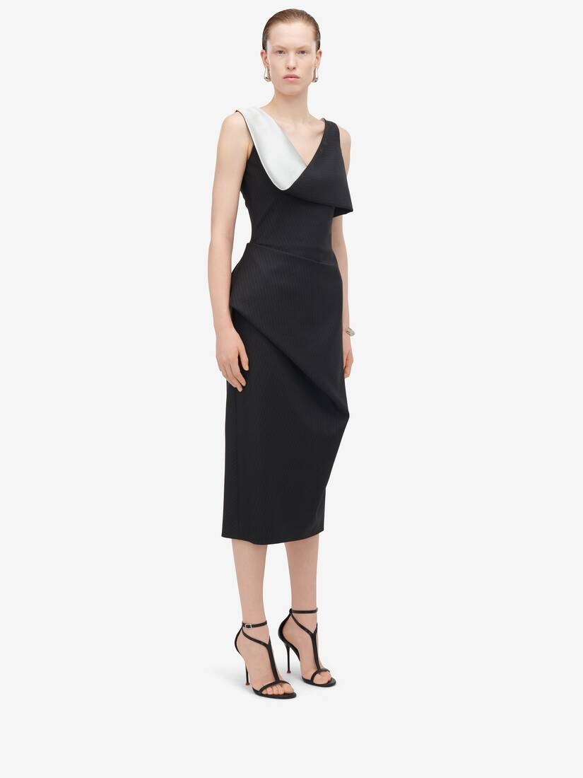 Alexander McQueen Women's Pinstripe Asymmetric Pencil Dress