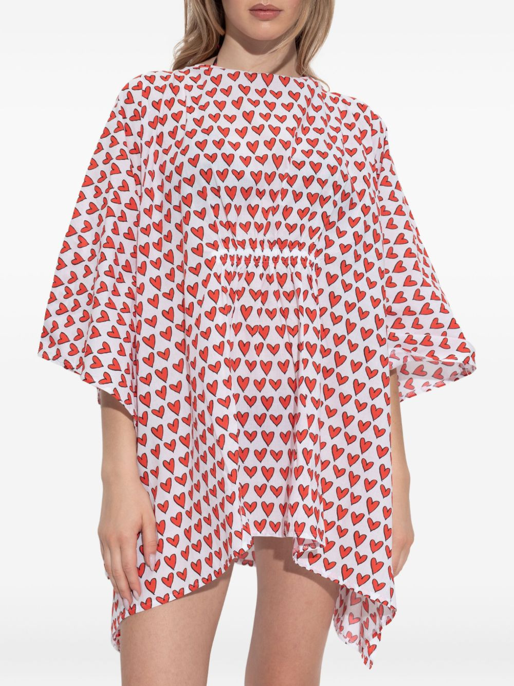 heart-print beach dress - 2