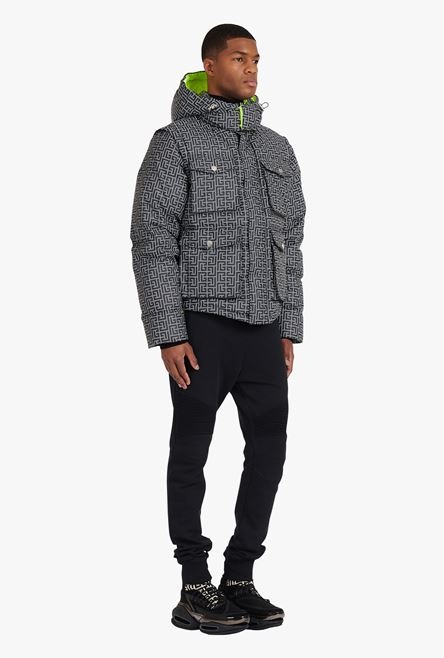 Capsule After ski - Ivory and black reflective quilted coat with Balmain monogram - 7