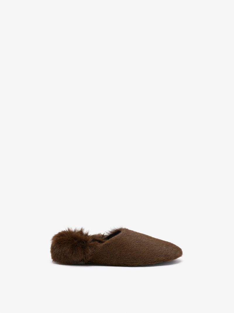 Ruched Tee Slippers in Shearling 1