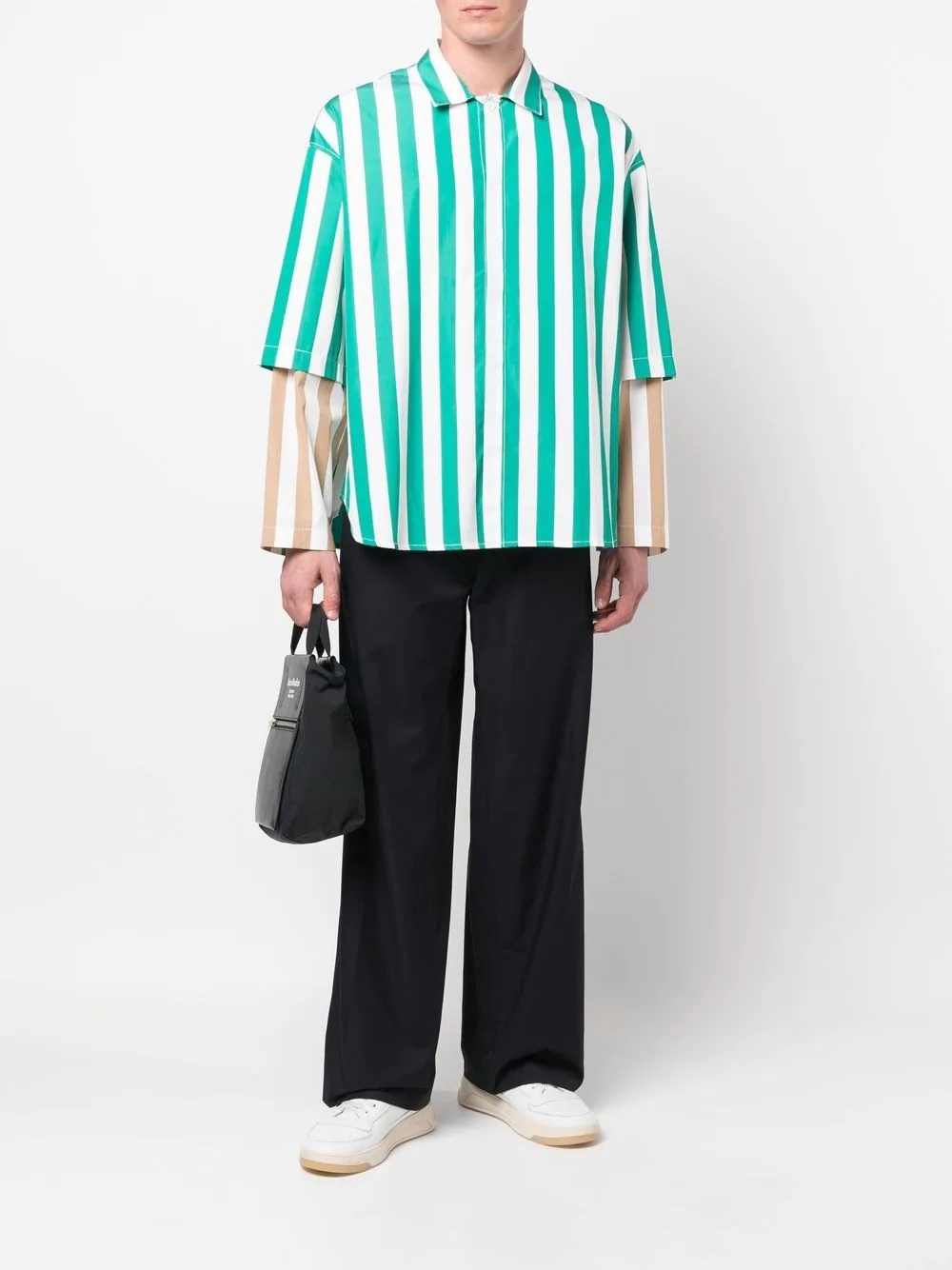 layered striped cotton shirt - 2