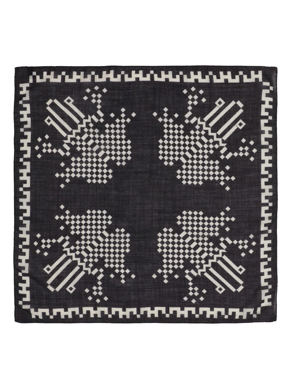 PIXEL FROG WOOL SCARF - PIXELATED BLACK FROG - 1