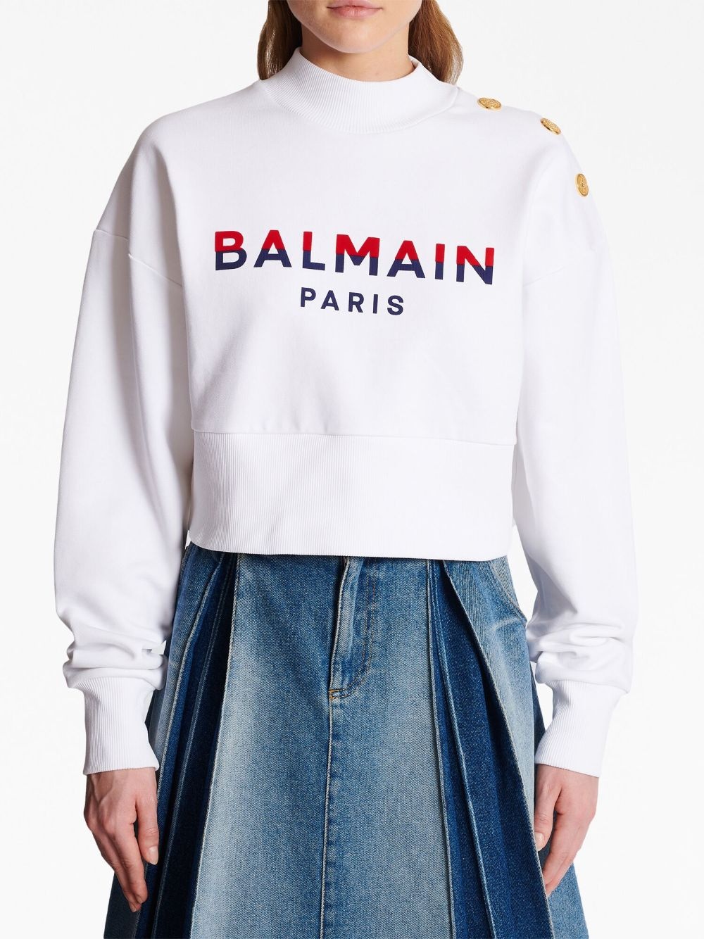 3-Buttons logo-print cotton sweatshirt - 5