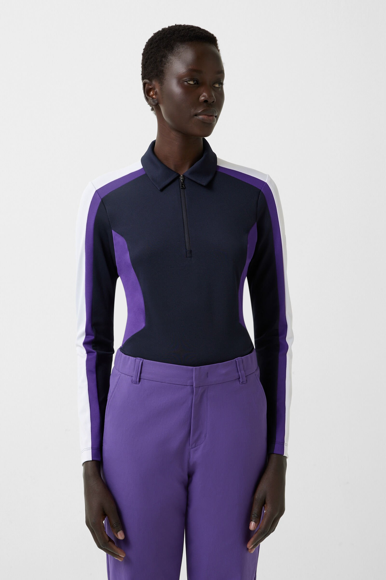 Greta functional long-sleeved top in Navy blue/purple - 2